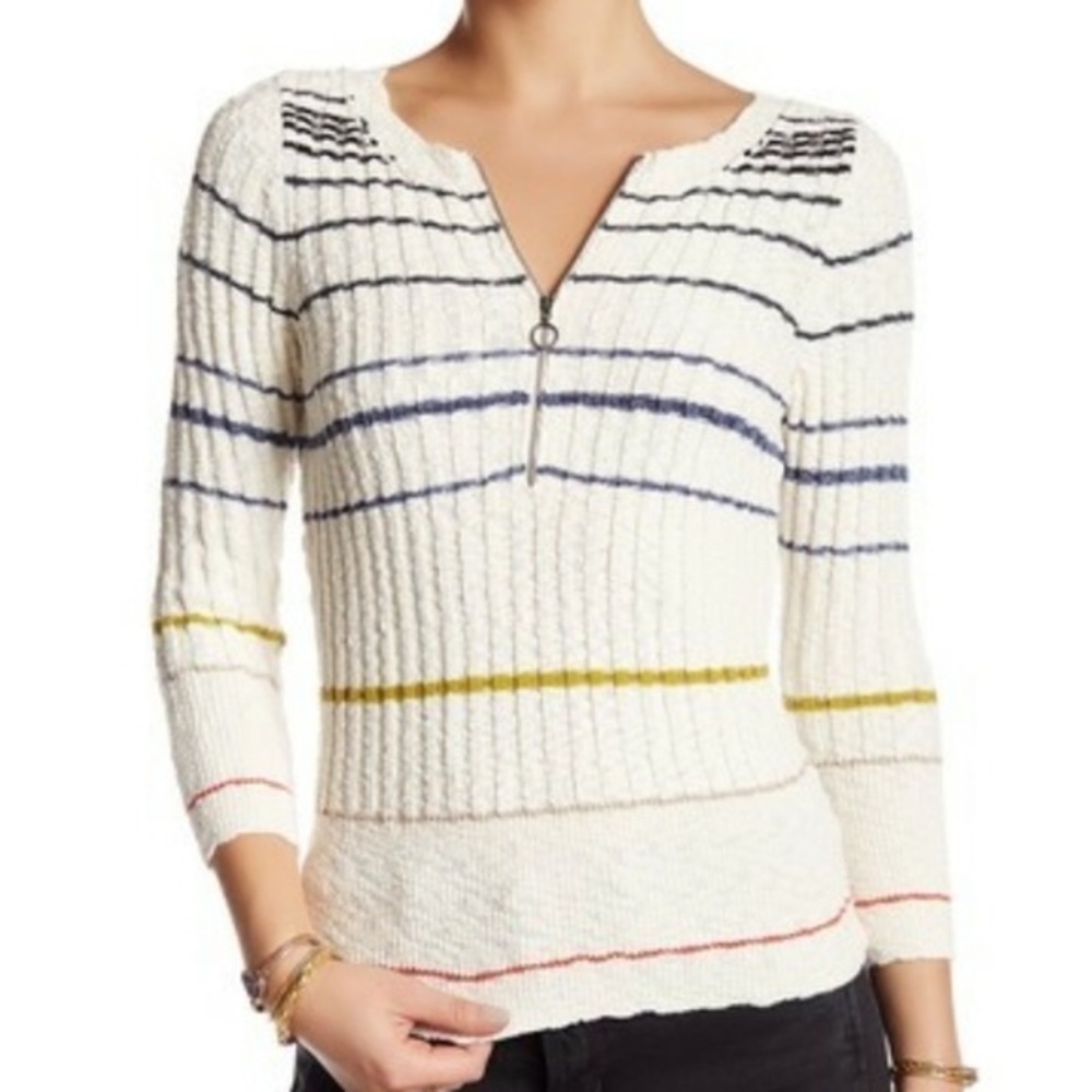 Free People Rosi Ribbed Sweater 1/4 zip Medium